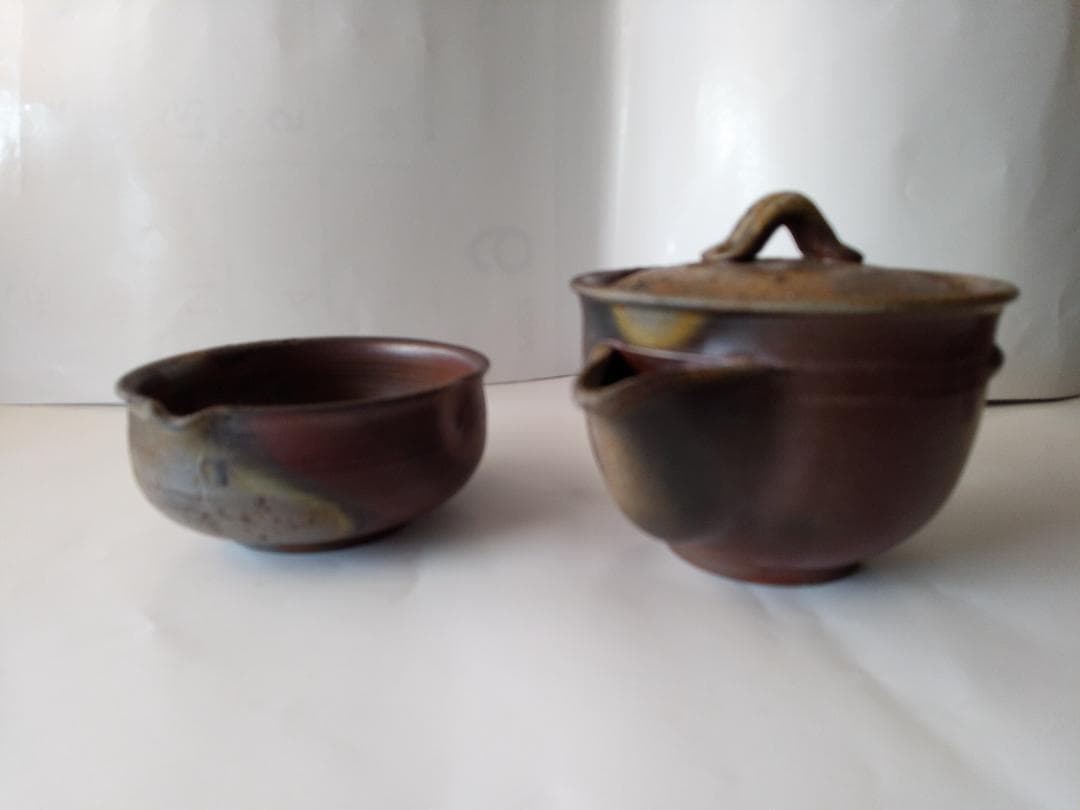 備前焼 木村陶峰 茶器 備前宝瓶 宝瓶 湯冷まし 茶杯 共箱 新品 未使用