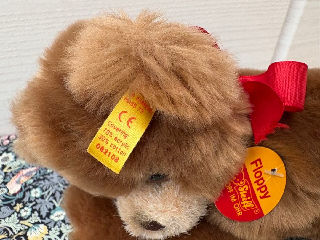 タグ付　シュタイフ　Floppy Bear ぬいぐるみ　寝そべり　テディベア