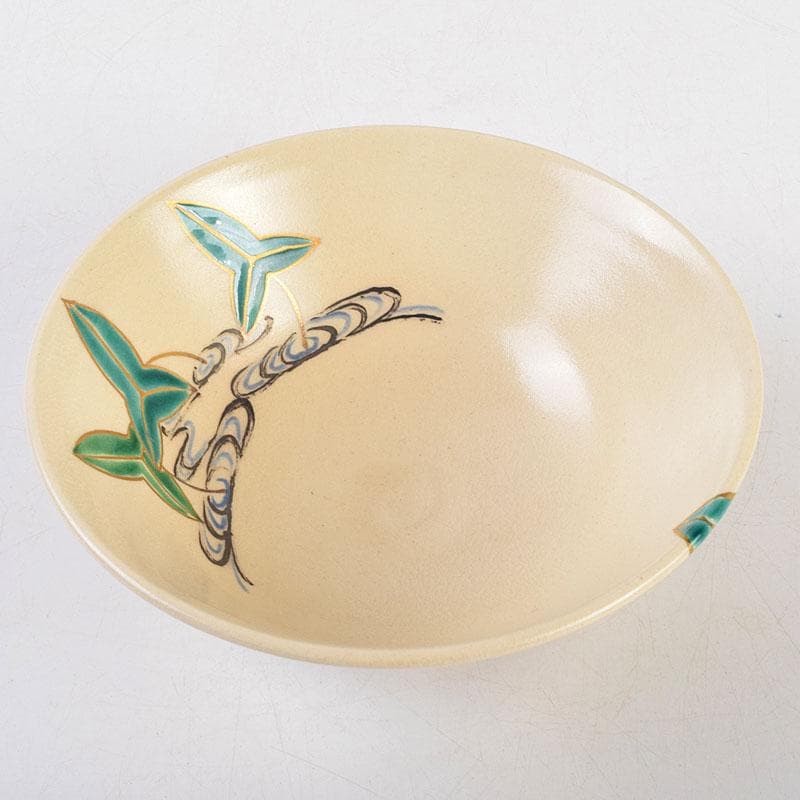 茶道具　京焼　宮川一三造　色絵　おもだか（沢瀉）茶碗　共箱　C　9269