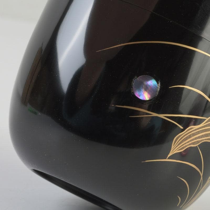 茶道具　奥津一心斎作　螺鈿装飾　蛍蒔絵　棗　共箱　V　9885