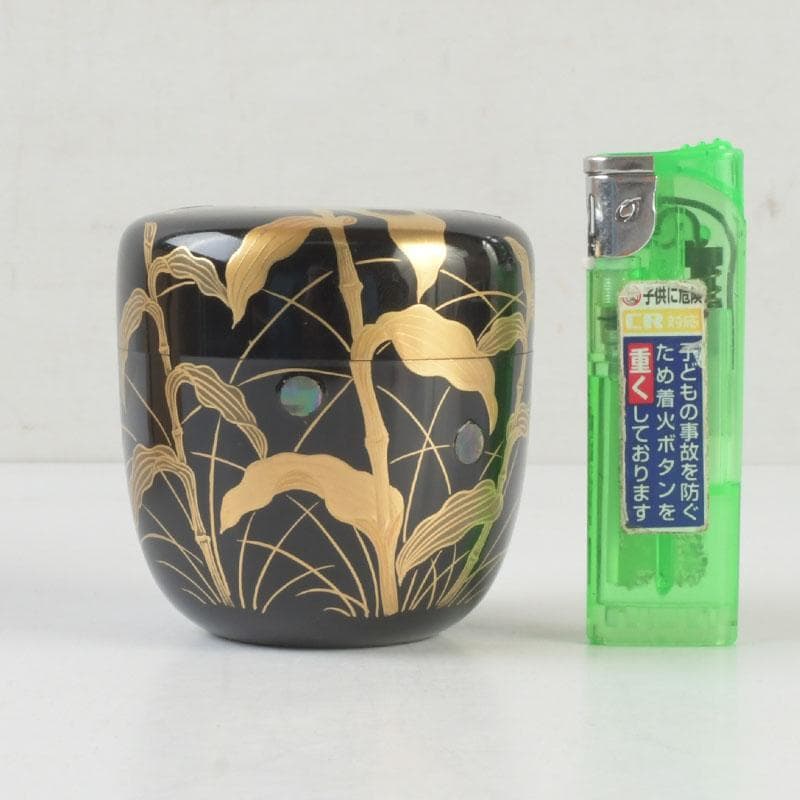 茶道具　奥津一心斎作　螺鈿装飾　蛍蒔絵　棗　共箱　V　9885