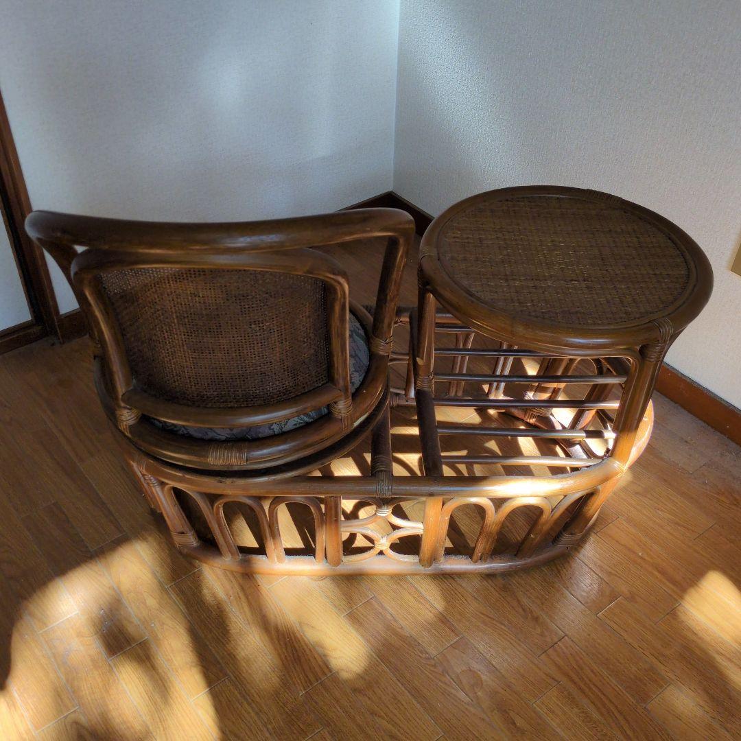 ★断捨離 超特価セール★昭和の珍品★コイズミ製 ラタン 回転椅子付きテーブル