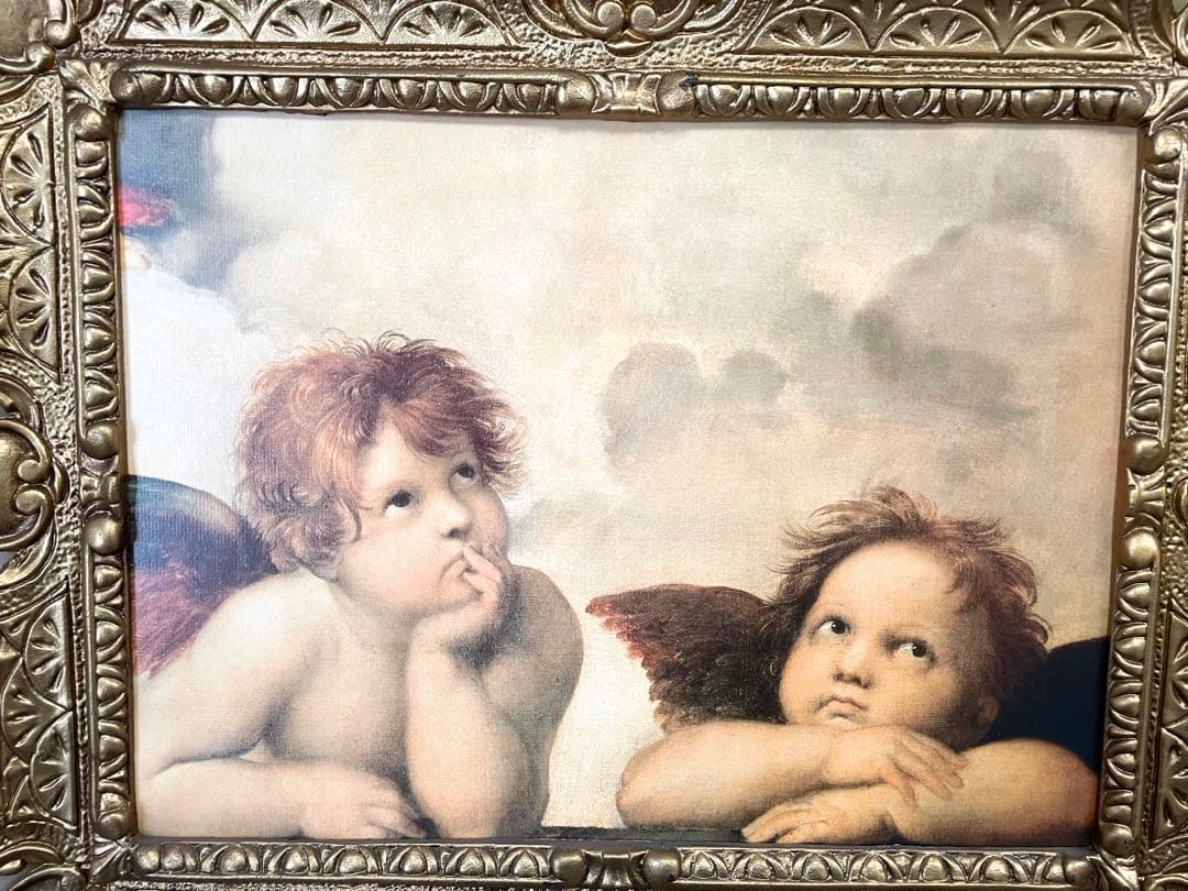 ラファエロ作「システィーナの聖母」 2人の天使 壁掛け絵画 インテリアアート