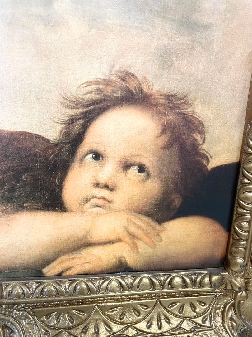 ラファエロ作「システィーナの聖母」 2人の天使 壁掛け絵画 インテリアアート