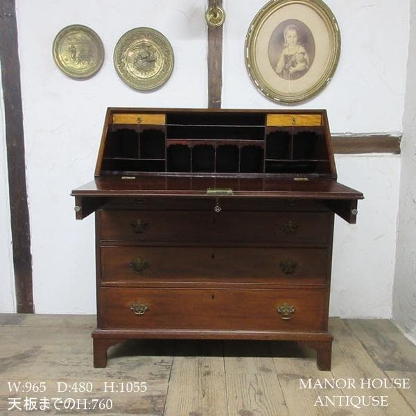 イギリス アンティーク 家具 ライティングビューロー デスク 机 6556d