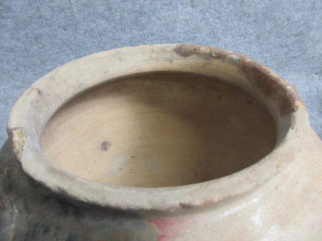 江戸中期明和古織部耳付き壷 [B27386]