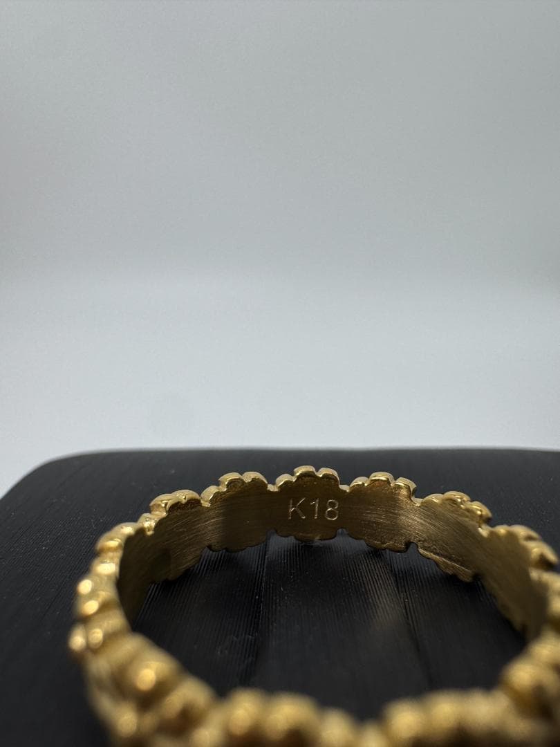 《日本製18金》K18花模様のゴールドリング2.07g 11号 即日発送