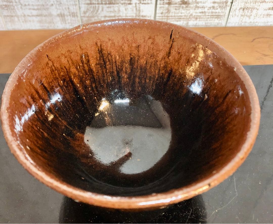 〈未使用〉茶色のツヤが美しい　明日香焼　脇田宗孝造　奈良　茶道具 茶道 茶碗