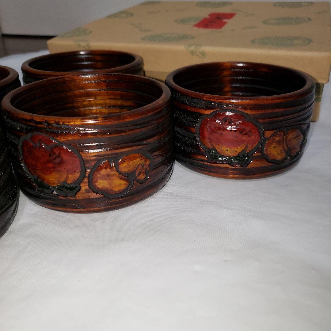 未使用　岡山特産品　鳥城彫　漆器　木製小鉢