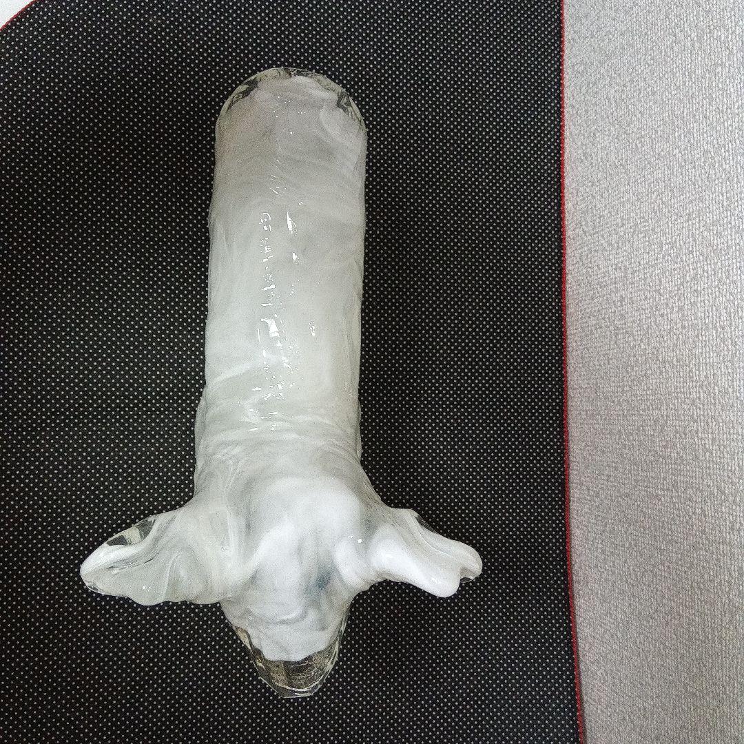ルームランプ　照明器具 白い犬 ガラス製 ジャンク品　岩田工芸ガラス