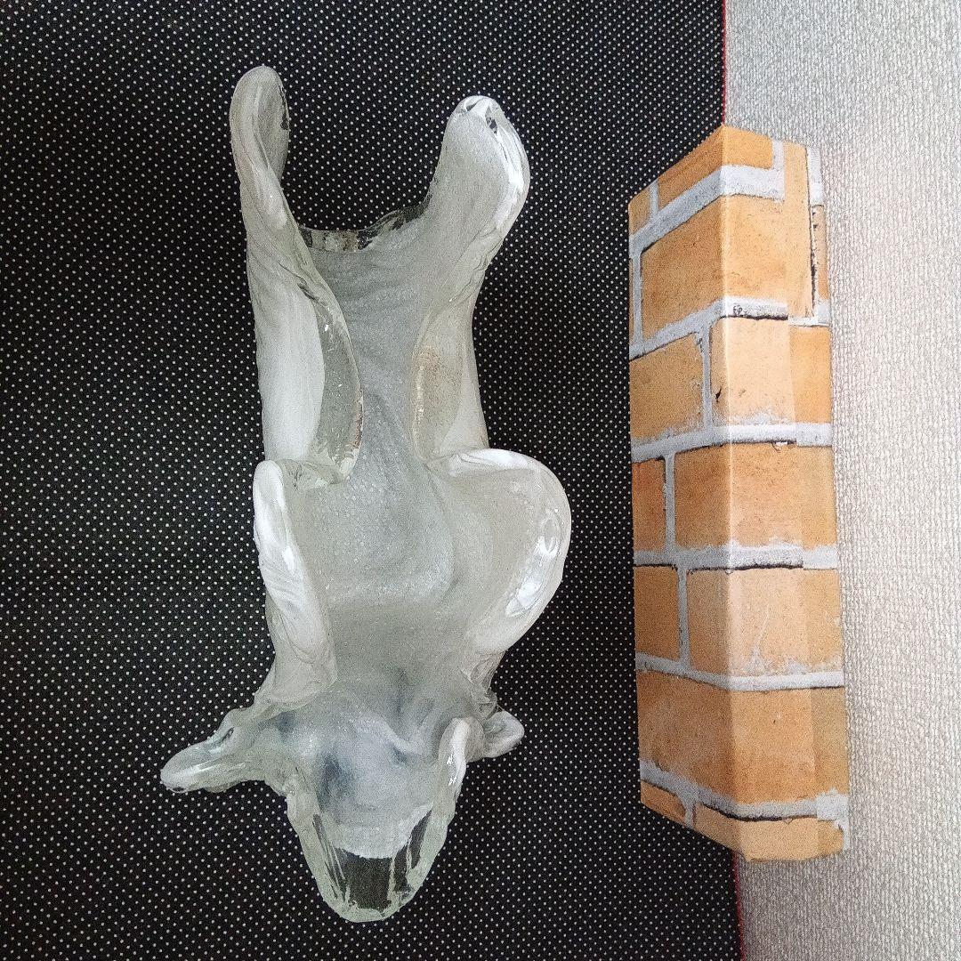ルームランプ　照明器具 白い犬 ガラス製 ジャンク品　岩田工芸ガラス
