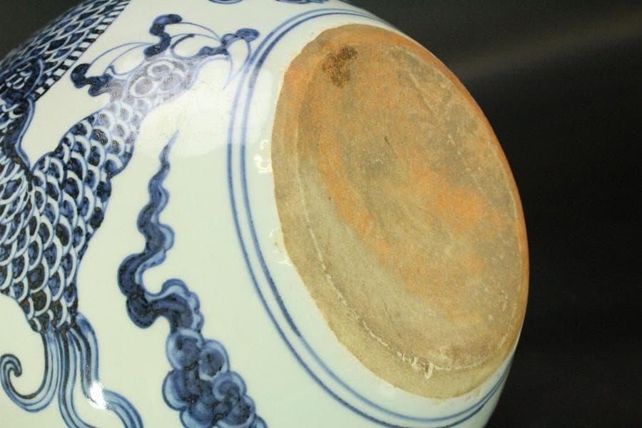 中国美術 青花 龍紋 天球瓶(A737)