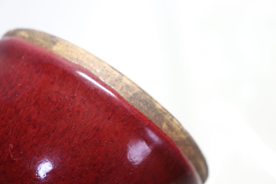 中国　祭紅釉水盂　木箱入　送料込み1211