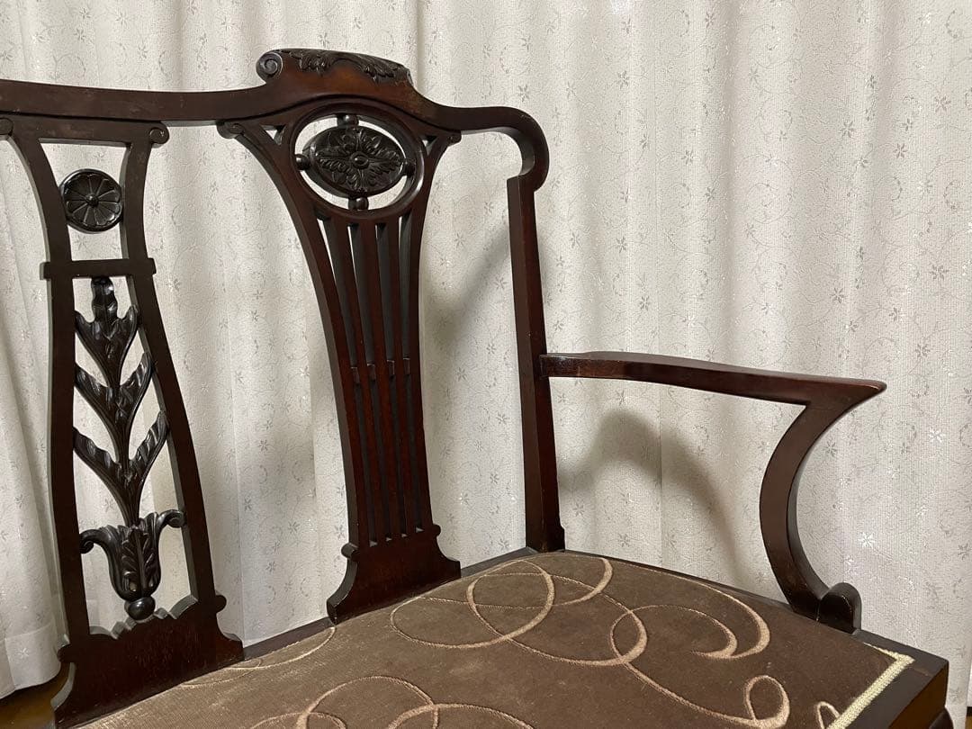 英国アンティーク マホガニー 2シーター ソファ　長椅子