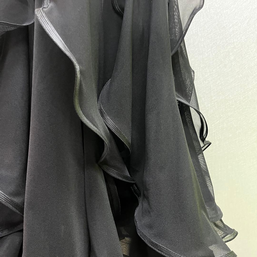 新品 社交ダンス スカート ブラック 縦フリル パーティ 発表会 デモ