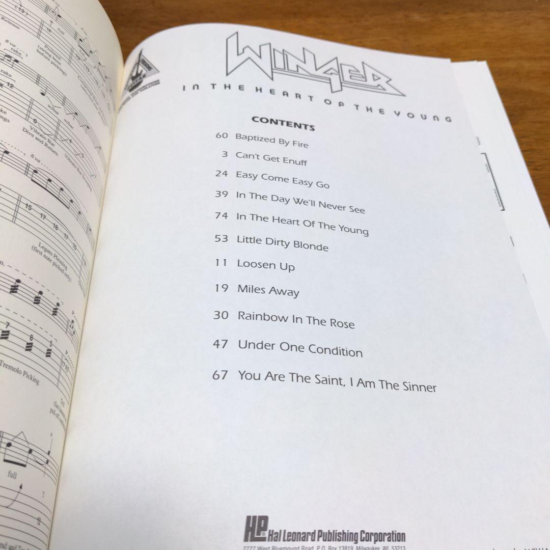 Winger In the Heart of the Young 楽譜集