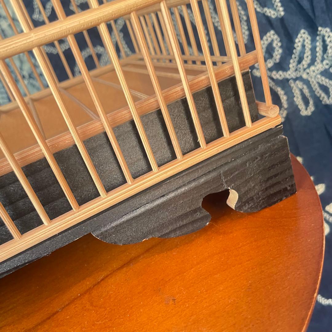 【新品未使用】レトロ　竹製 鳥籠　とりかご　竹細工　伝統品 メジロ籠　猫足