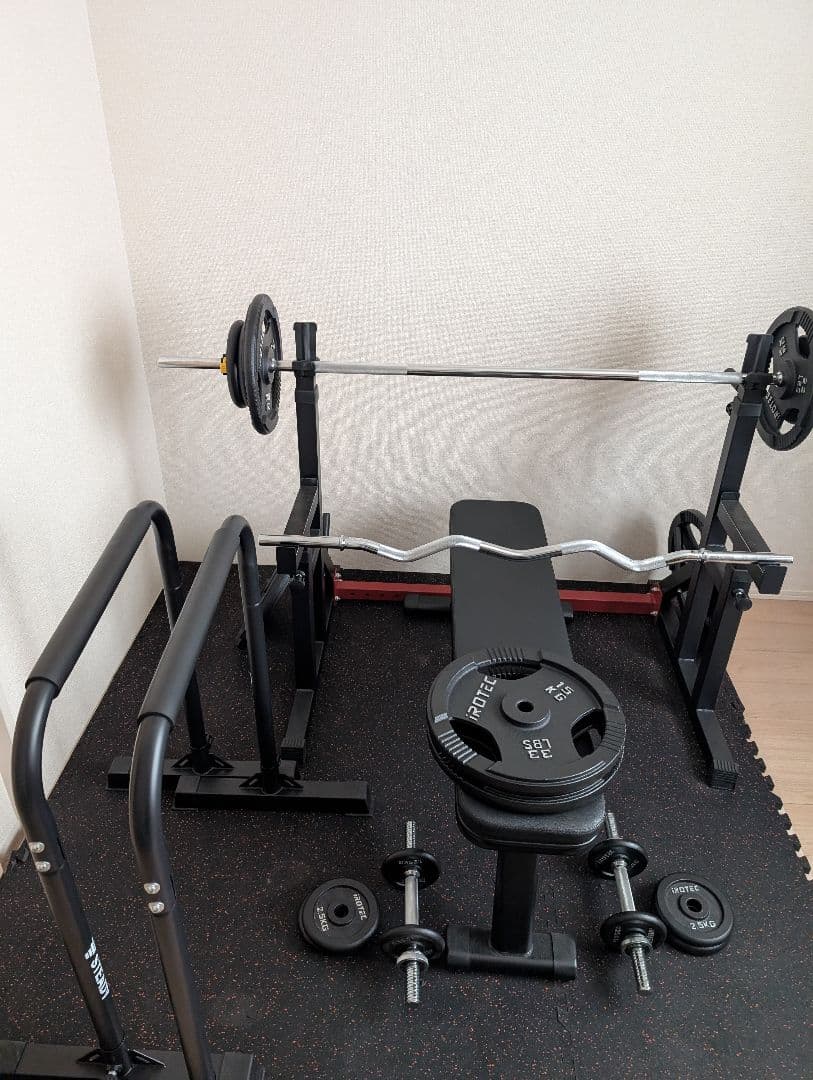 が*す様 【引き取り限定】トレーニングベンチセット、ディップススタンド、EZバー