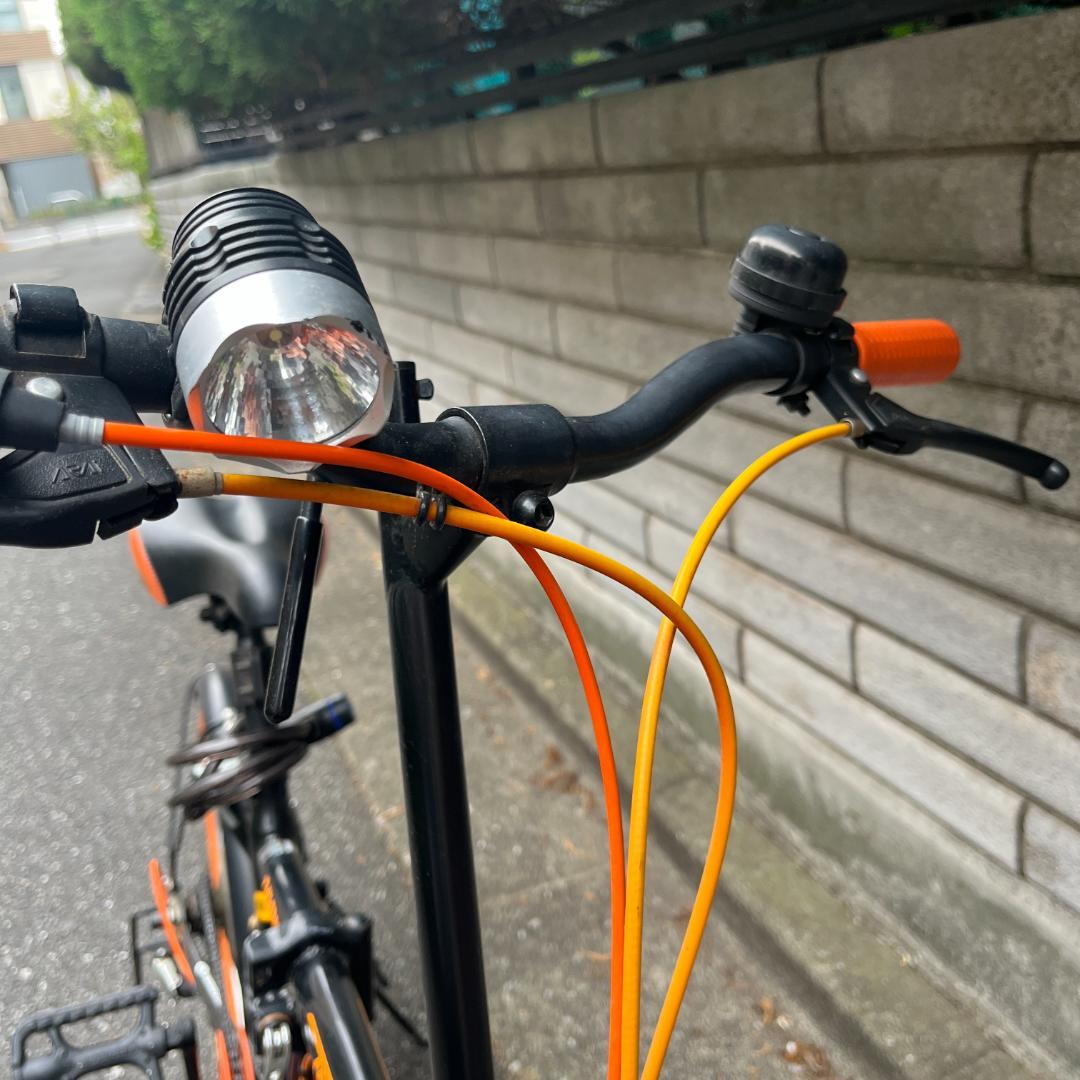 折りたたみ自転車、20インチ、黒とオレンジ色/ ピックアップのみ