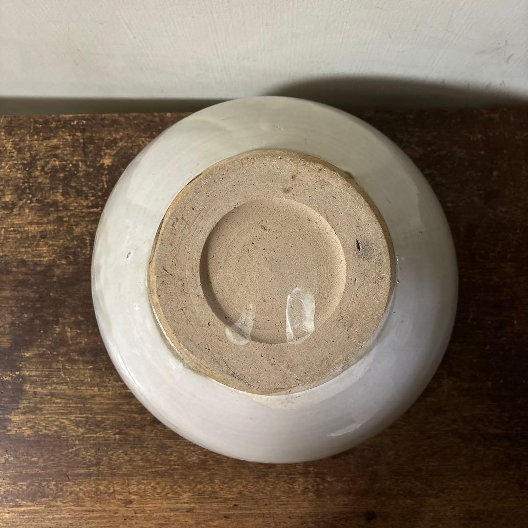 東北民窯　平清水焼　大鉢　白釉　花器　こね鉢　白磁　骨董　アンティーク　李朝