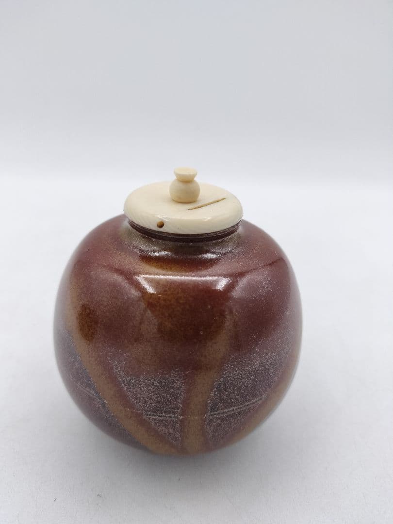 c907【新品・未使用】大名物唐物 紹鴎茄子写 龍喜窯 木箱 茶道具