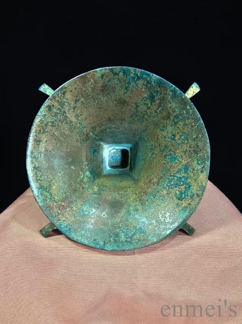 中国古美術【風紋花觚】商周青銅器 飲酒器 酒具 純銅製 高浮彫 手彫り 古美味