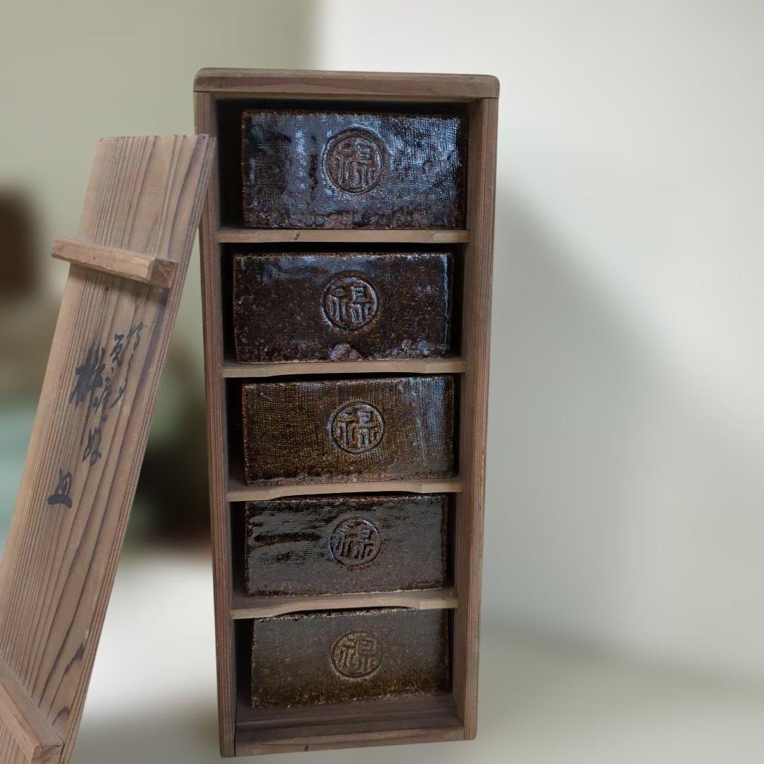 骨董　桝皿　角器　盛鉢　向付付　禄　器　在銘　陶器　5つ　木箱