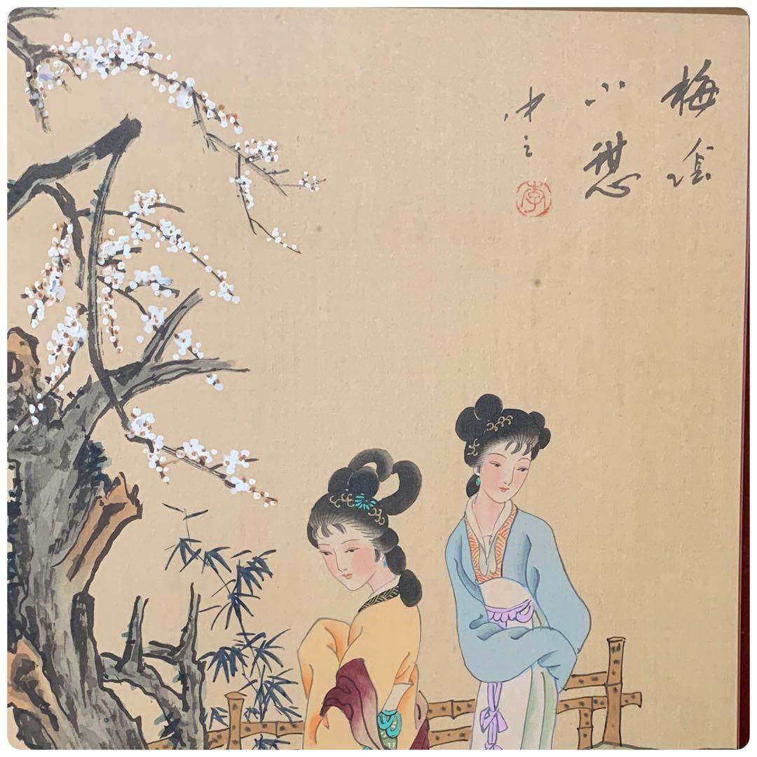 中国美術　絵画　絹本肉筆画　美人画　アンティーク　落款あり