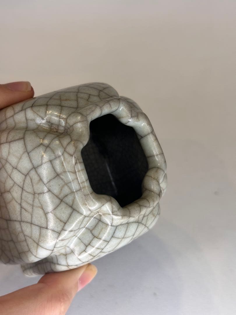 中国 宋代 哥窯 水盂 小壺形 開片釉 古陶磁 文房具 時代物 骨董品