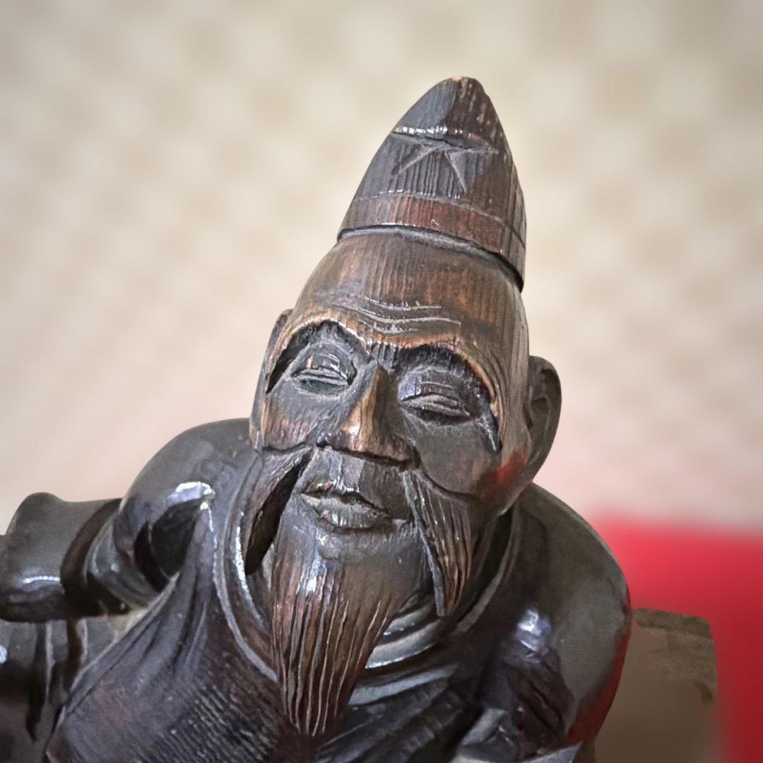 「柿本人麻呂像」木彫　神像　頓阿法師