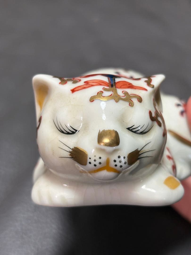眠り猫　置物　レトロ