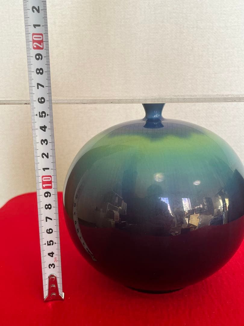 人間国宝 柳雨軒 3代 徳田八十吉 碧明釉 壺 約16cm 管理T304