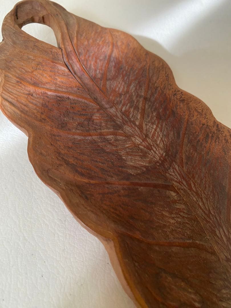 煎茶盆　木彫　在銘　葉盆　煎茶道具　茶道具