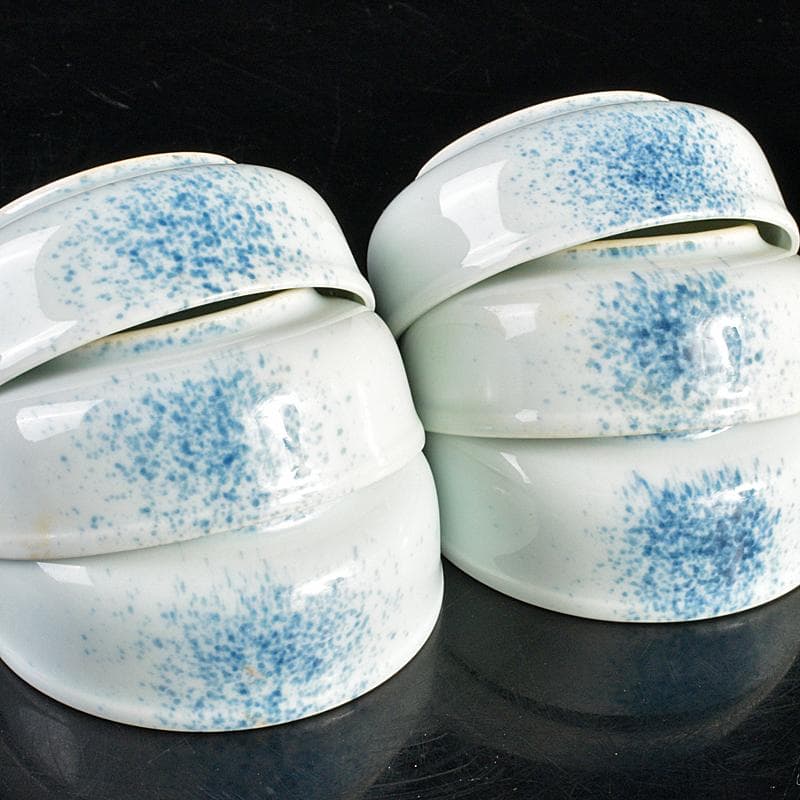 和食器　染付　吹墨文小皿　十二客　書付箱　V　R7437