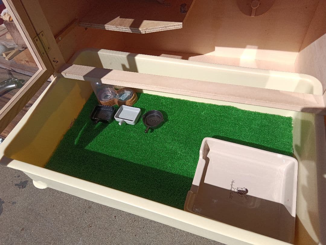 自作のケージ　小動物　ハリネズミ　特大サイズ　フルセット　収納　木製無垢　飼育用