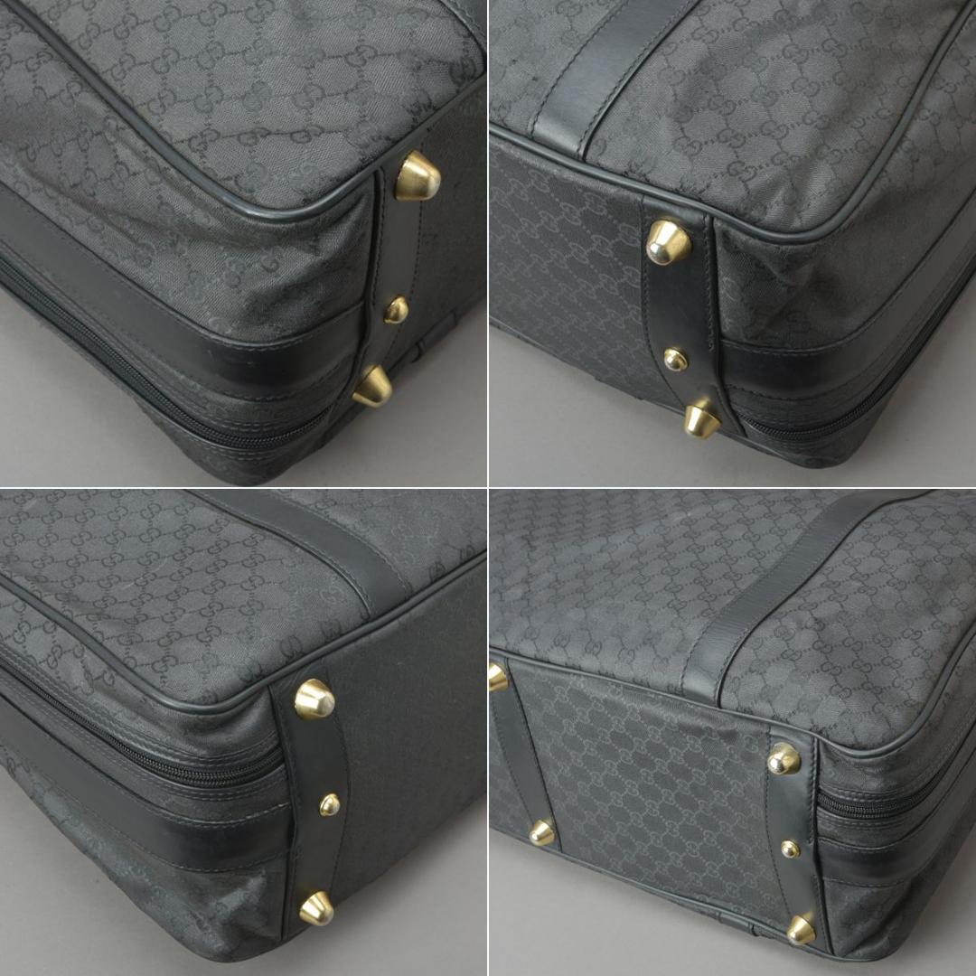 GUCCI◇オールドグッチ GG柄 トランク65 ボストンバッグ 黒 付属品有