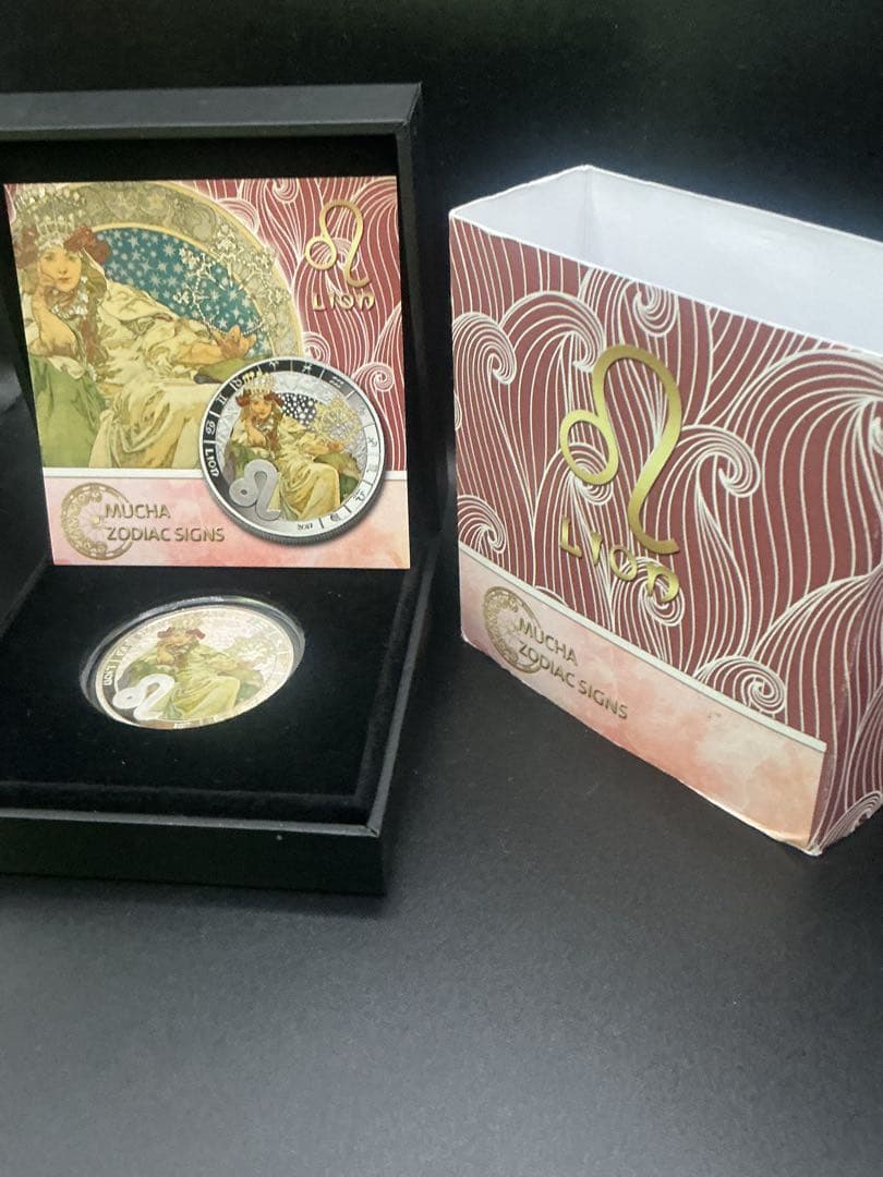ミュシャ × 黄道十二宮 ― 獅子座、Leo　銀メッキ付き白銅貨