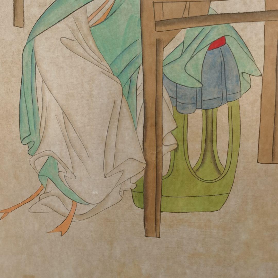 張大千 仕女図 掛け軸 中堂 手描き 中国美術 絵画 書画 人物画 インテリア