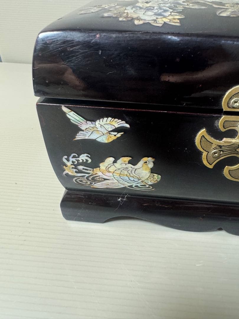 2565 螺鈿細工 花鳥　宝石箱 小物入れ 漆器 アクセサリーケース