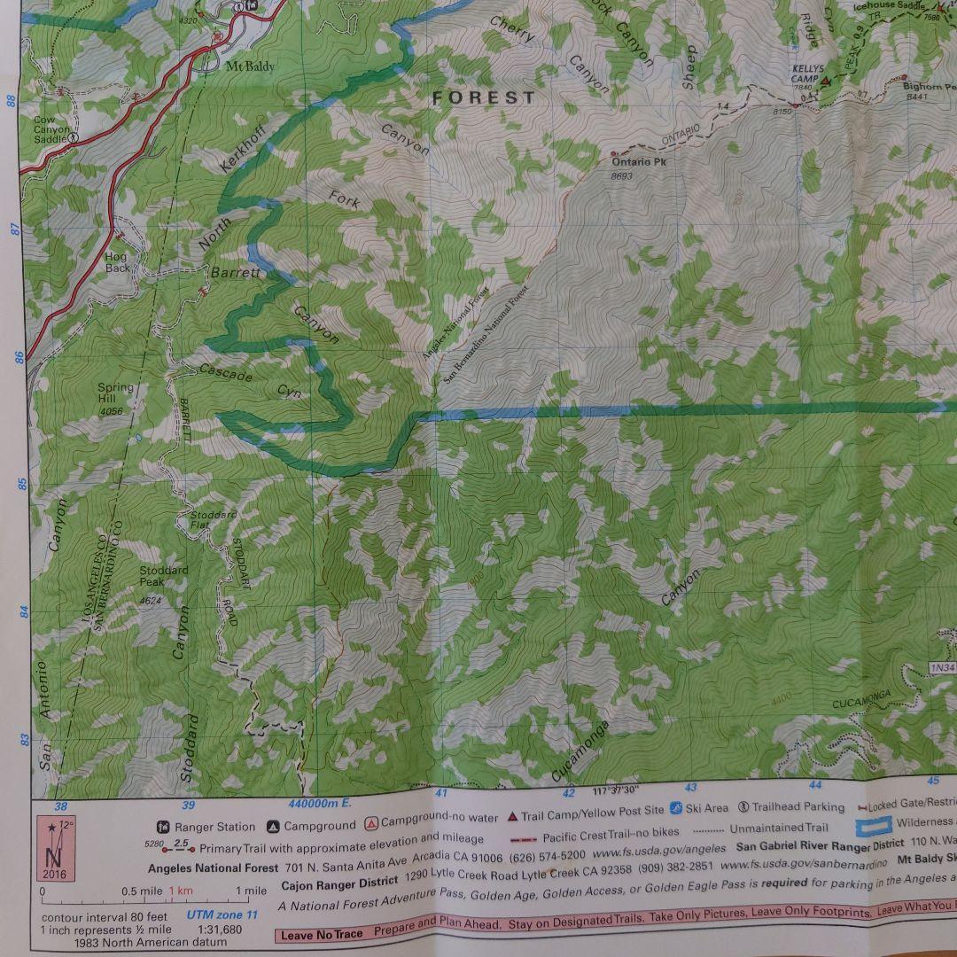 【米国購入品】カリフォルニア州近郊のトレイルマップ 登山地図