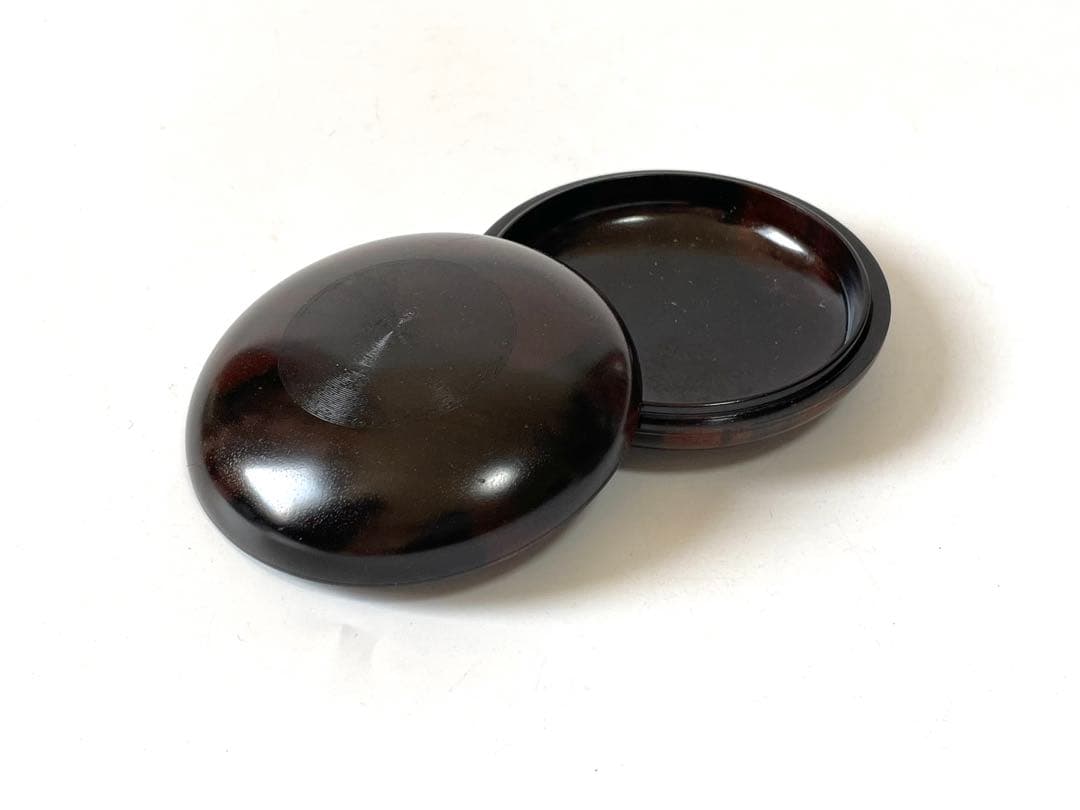 茶道具　人間国宝　川北良造　黒黒檀　香合　丸形　共箱　漆芸