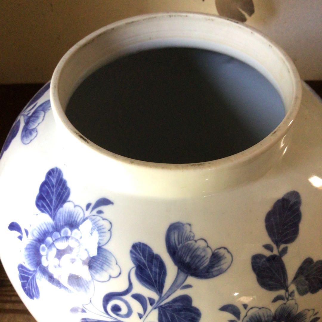 3582 オランダ デルフト陶器　BEGONIA 染付　和蘭　タバコ壷　送料無料