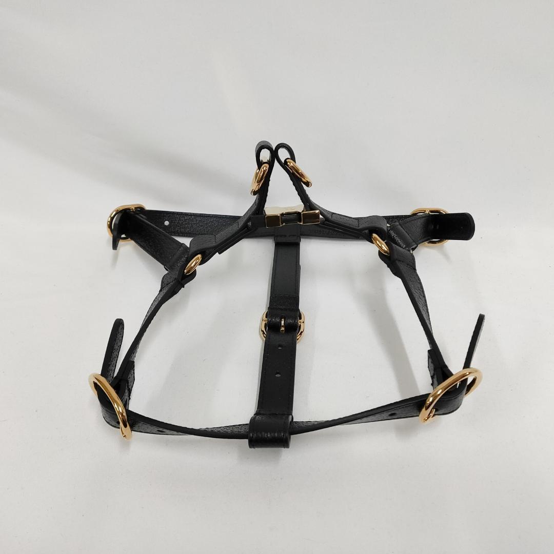 新品 未使用 グッチ インターロッキングG ドッグ ハーネス ブラックレザー