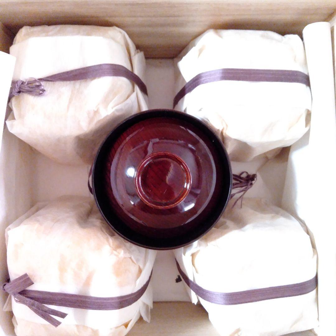 木製溜塗　箸洗椀五客未使用品