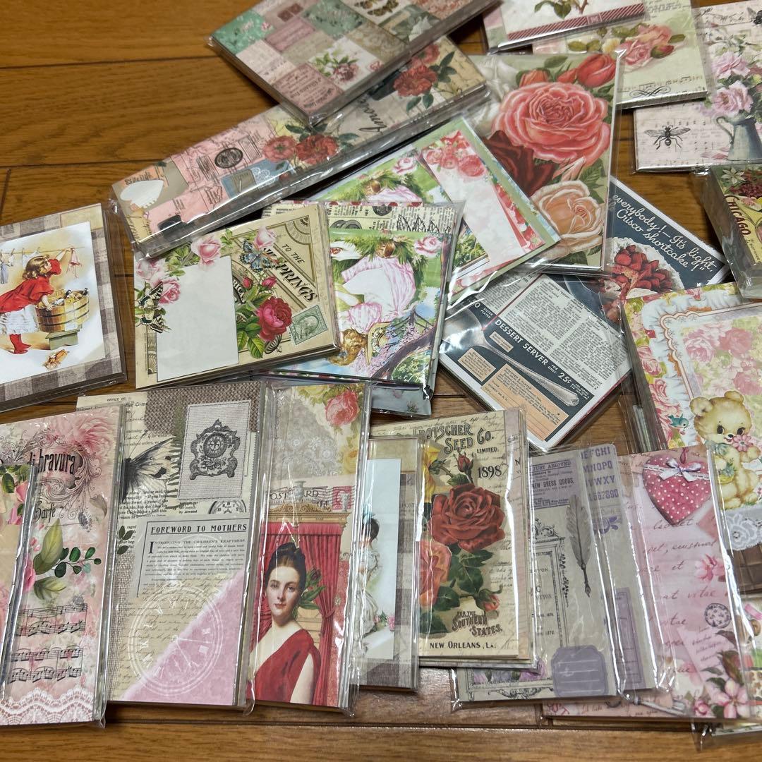 海外メモ　新品とおすそ分け用未使用品中古、多種類大量まとめ売り⭐️花柄多め、人物も