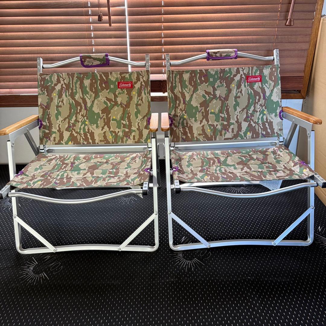 【美品】Coleman コンパクトフォールディングチェア　カモフラージュ　2脚