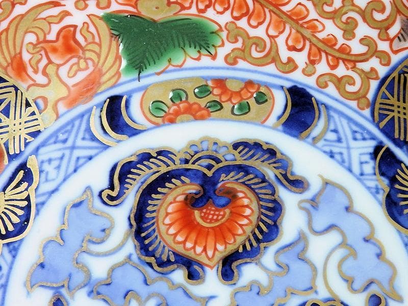 古伊万里　金襴手　金羊歯に鳳凰の図　7寸皿　E069AS-CPt