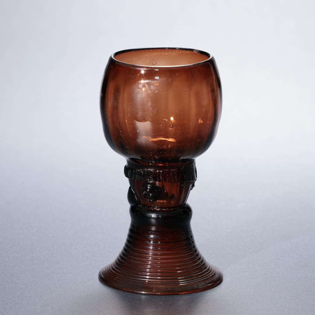 アンティークグラス　レーマーグラス　茶色　吹きガラス　R1340ダI
