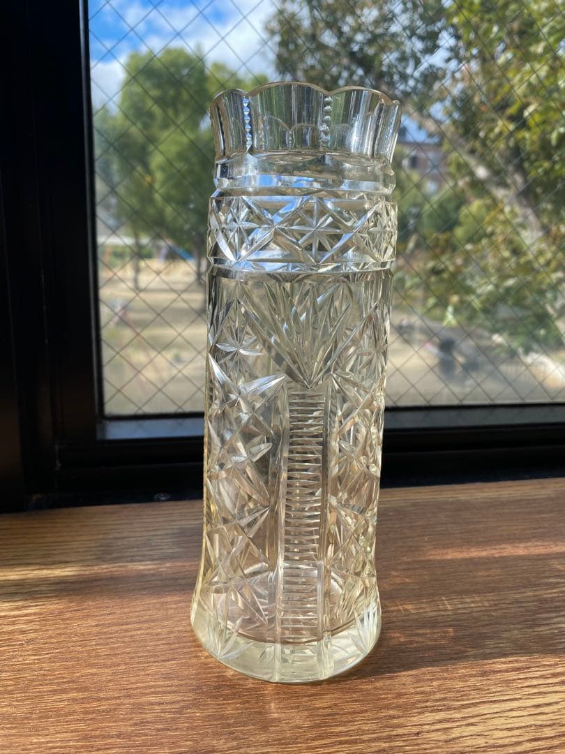 切子細工　花瓶　英国製アンティーク