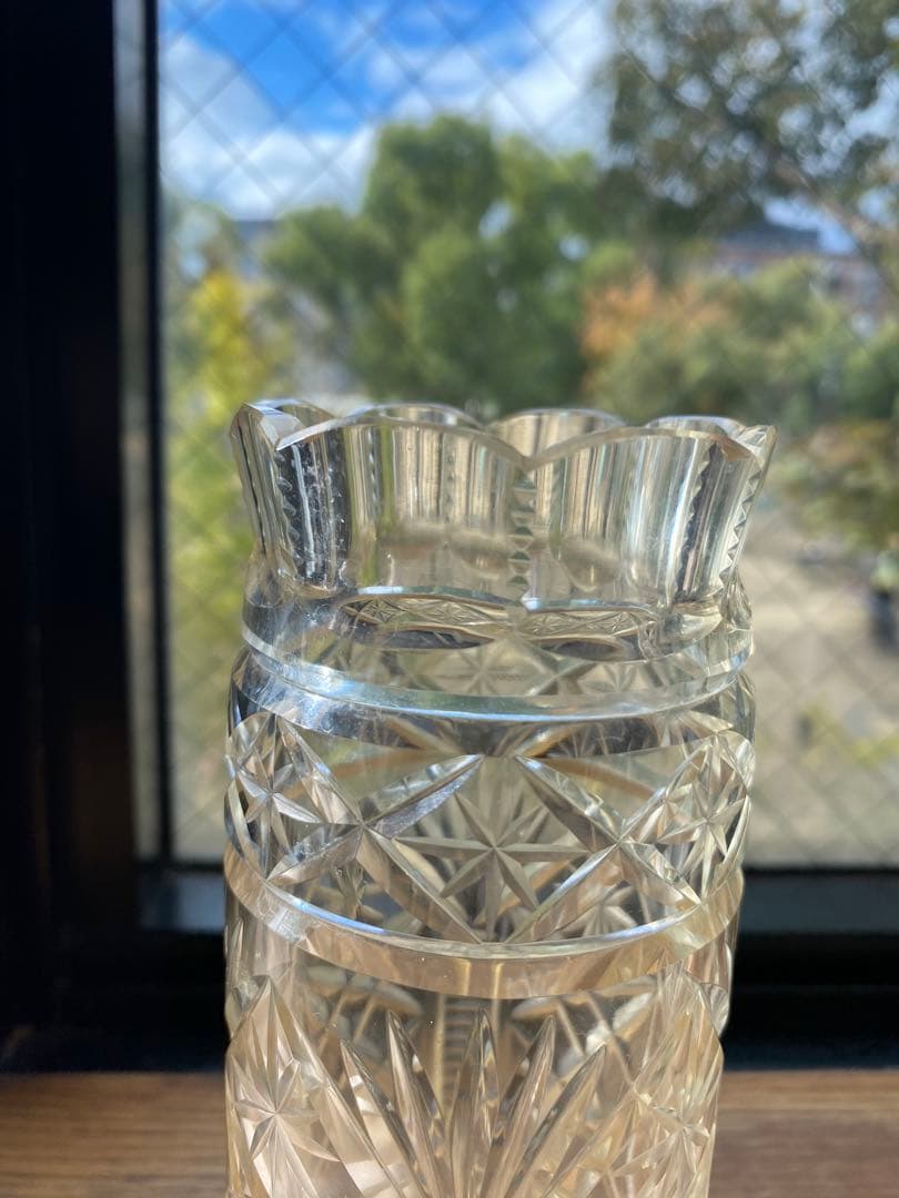 切子細工　花瓶　英国製アンティーク